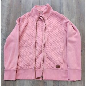 LL Bean Rose Wash Light Pink Quilted Full Zip Sweatshirt Women Size S